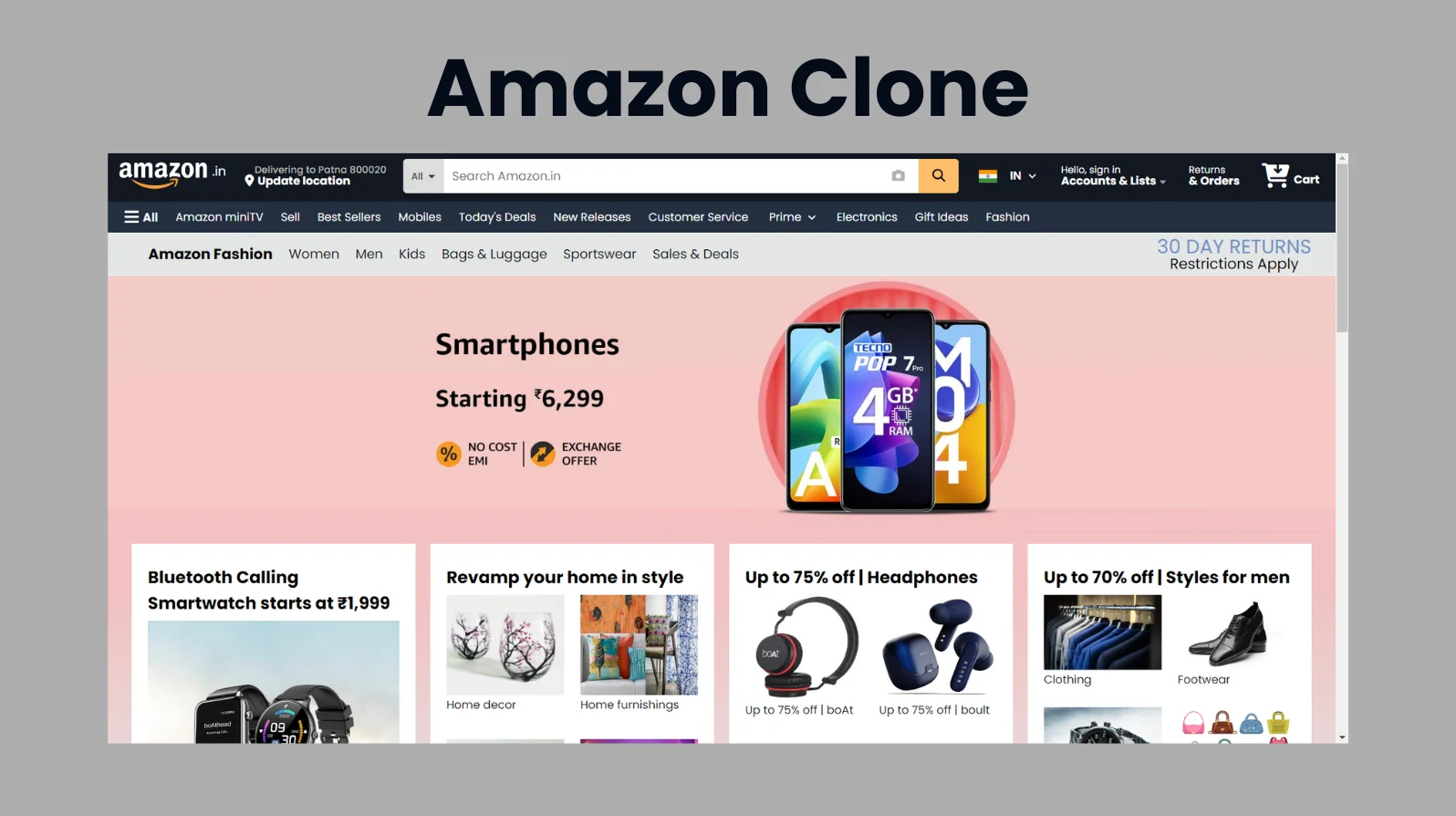 Amazon Website Clone (UI/UX) - Screenshot